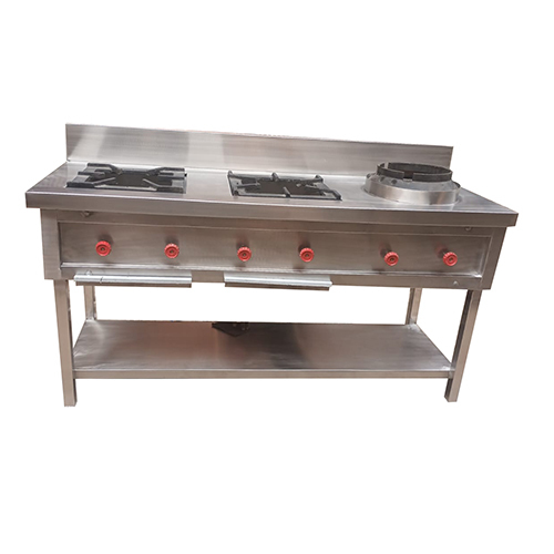 SS Three Burner Chinese with Indian Range