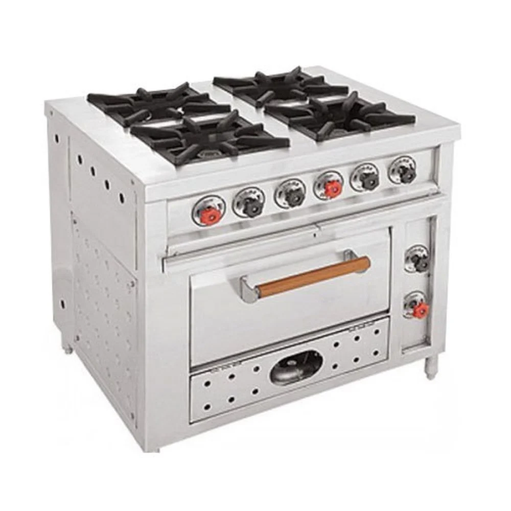 SS Four Burner Cooking Range with Oven
